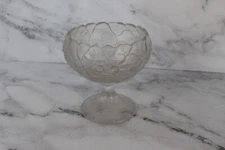 Fenton Frosted Satin Glass Water Lily Compote Pedestal Candy Dish