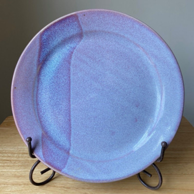 BRUNING POTTERY 10'' Pink Purple Blue Dinner Plate - Washington State - EUC