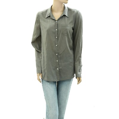 Nili Lotan Cotton Voile NL Buttondown Shirt Tunic Top Long Sleeve L 272902