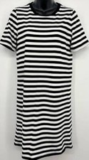 Michael Kor Womens Tee Shirt Dress Size Small S Black White Stripe Cotton EUC
