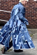 Denim, Jacket, Coat, Long,urban, Re-cycled,designer,street, Patchwork,1 Only!