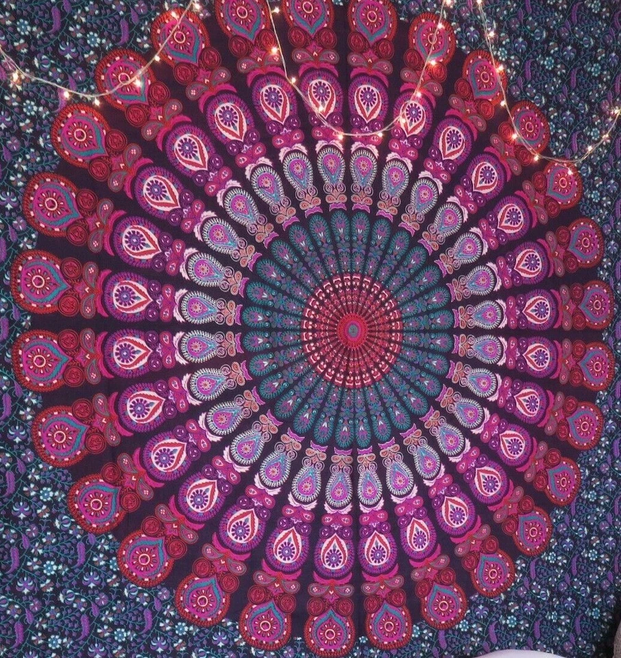 Tapiz Hippie Mandala Colgante de Pared Colcha Bohemia Tiro Decoración India Dormitorio Foto 2 de 4