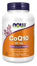NOW CoQ10 180 Count Cellular Energy Production Heart Support Supplement