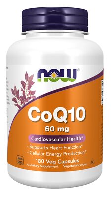 NOW CoQ10 180 Count Cellular Energy Production Heart Support Supplement