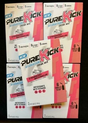 Pure Kick Hydration Singles To-Go Drink Mix -STRAWBERRY WATERMELON- 5 BOXES ...