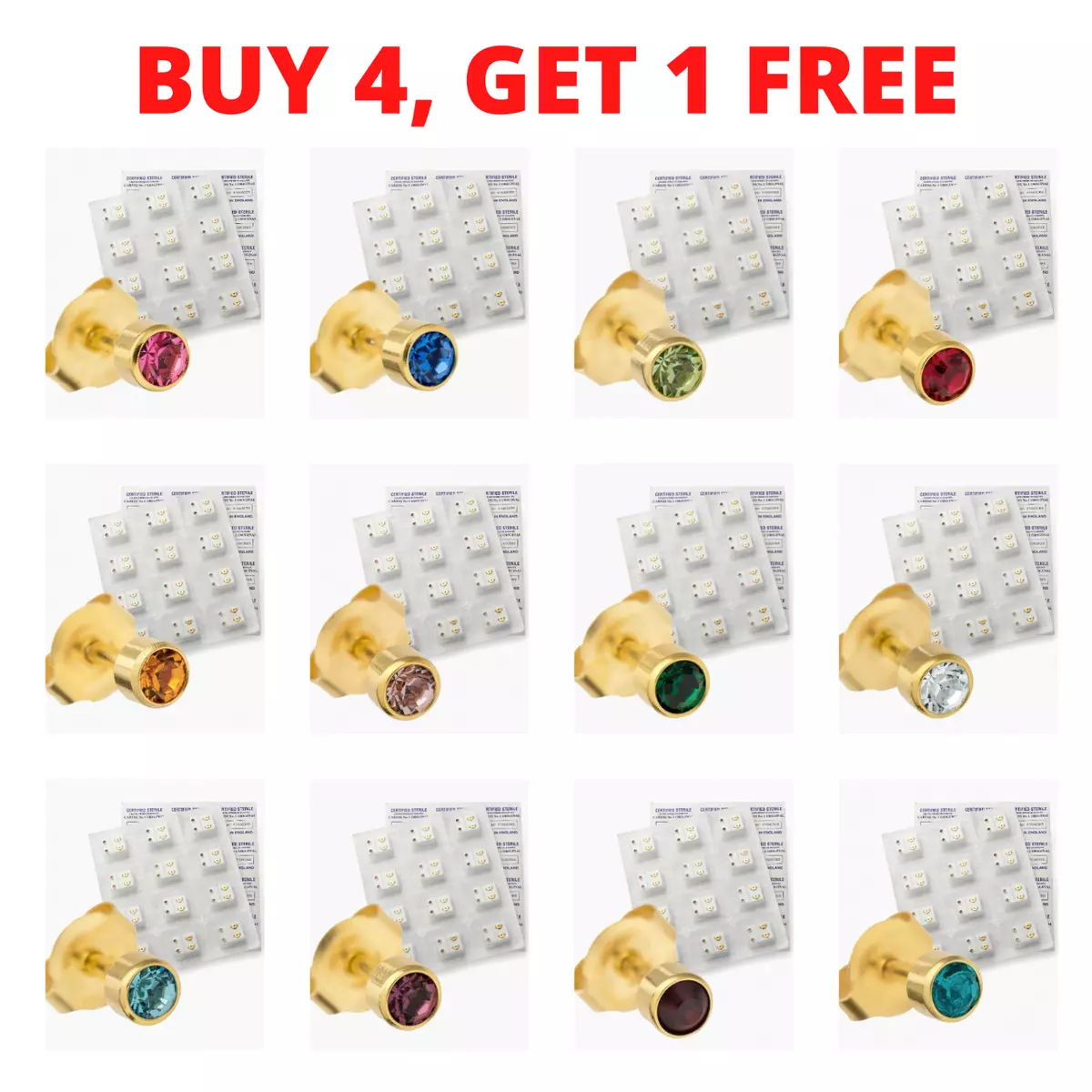Sterile stud earrings sale