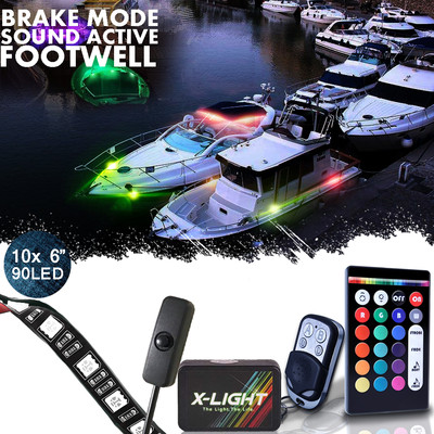 10pc Remote LED Glow Accent Marine Sea Ray Sundeck Sundancer Boat Pod Lights Kit