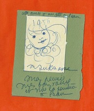 LD25-AUTOGRAPHE-DESSIN-SIGNÉ-1956-MADELEINE LUKA-ARTISTE PEINTRE-(1894-1989)