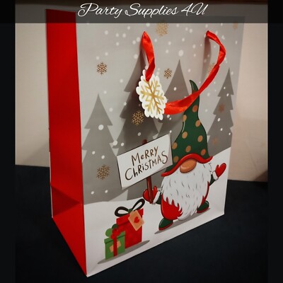 Gonk große Geschenktüte & Schneeflockenanhänger/Weihnachten/Party/Geschenk/Schnee/33 cm