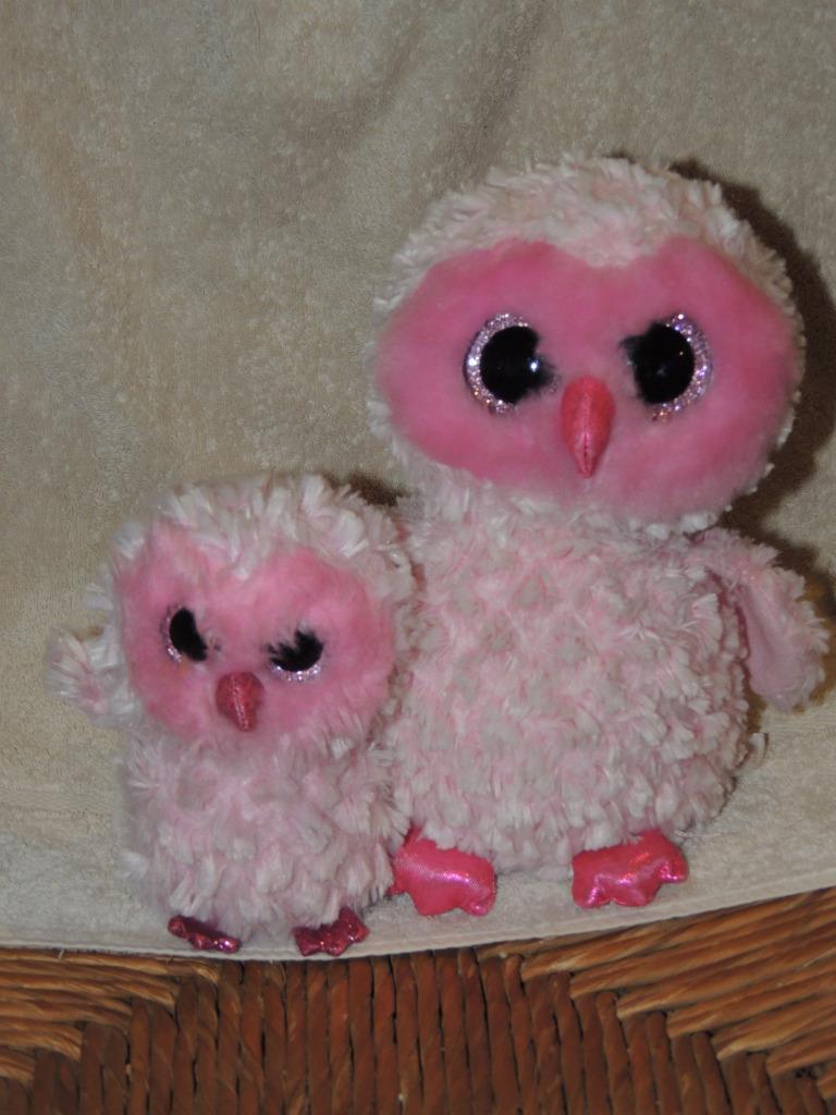 Set of Ty Twiggy Plush Pink Owl 6