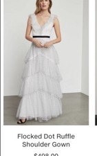BCBG MaxAzria Flocked Dot Ruffle Gown