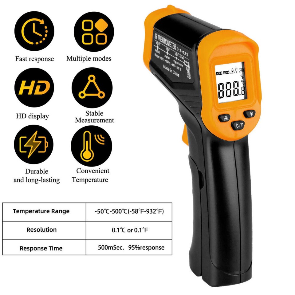 New LCD Digital IR Infrared Laser Thermometer Pyrometer Temperature Gun