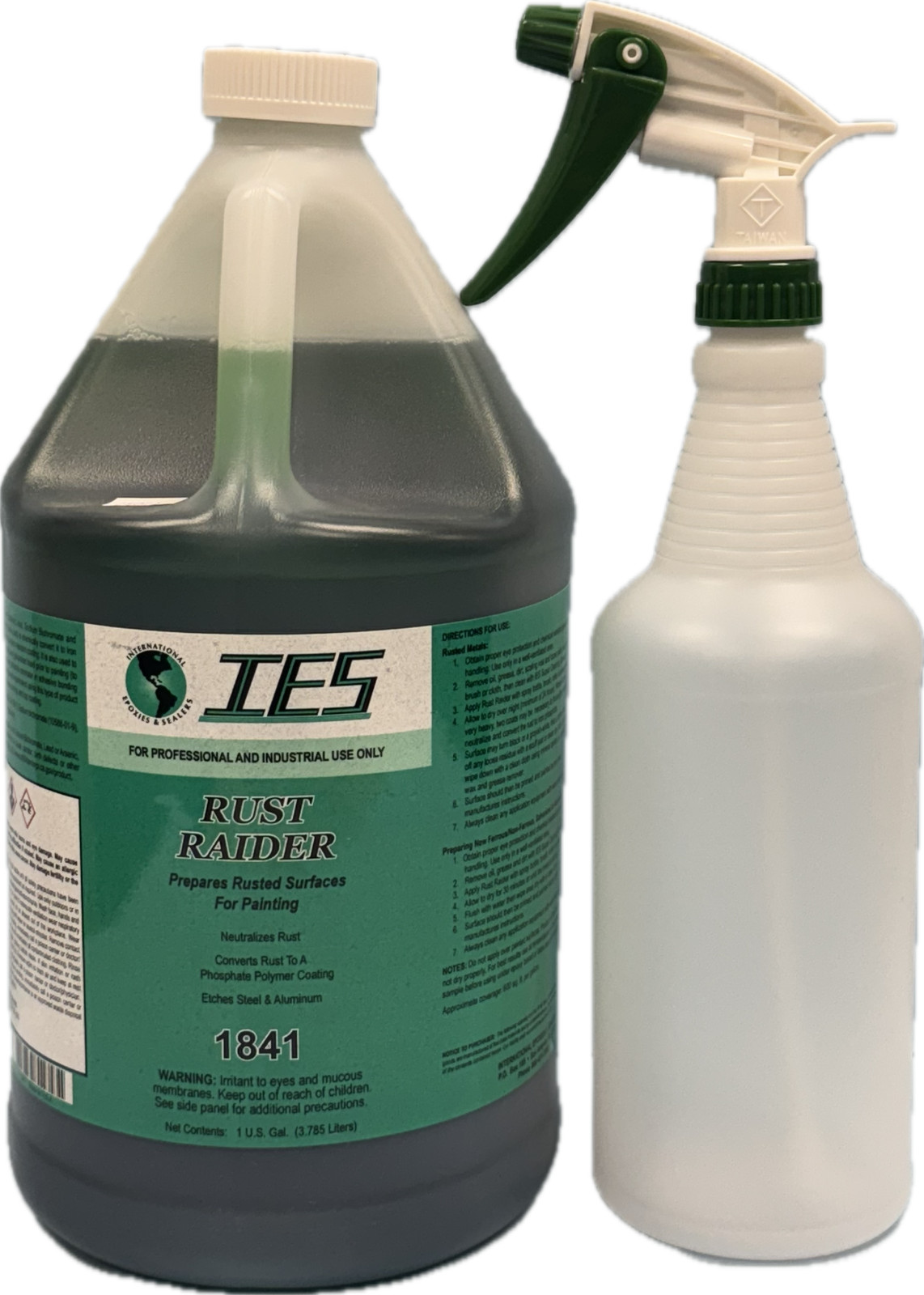IES 1841 RUST RAIDER, RUST CONVERTER/SURFACER 1 GALLON + SPRAY BOTTLE