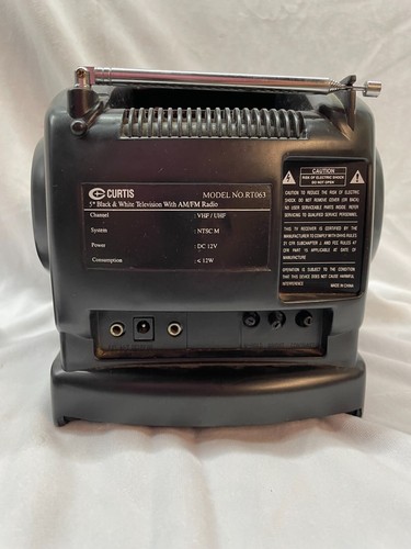Curtis 5" Portable Black & White TV Television with AM/FM Radio RTO68 - Picture 6 of 10