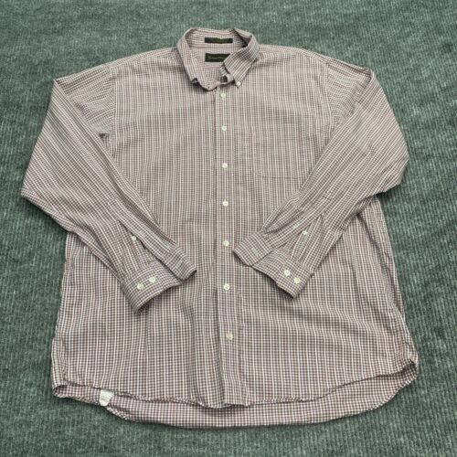 Allen Edmonds Button Down Shirt Mens XL Red Plaid Wrinkle Free Long Sleeve - Picture 3 of 7