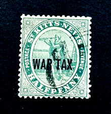 ST KITTS & NEVIS Stamp - 1916 Christopher Columbus Overprint WAR TAX Used
