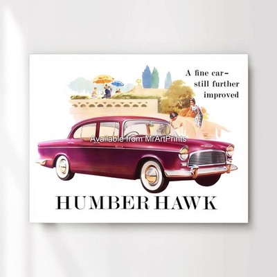 HUMBER HAWK Auto Werbung Kunst Poster Oldtimer Reklame Druck Bild A4 - A1 XL