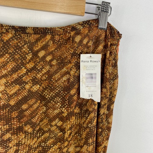 Rena Rowan Midi Skirt Flowy Y2K Papaya Brown Printed size 18 NWT Deadstock - Picture 3 of 6