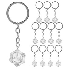 12pcs Aesthetic Keychain with Ice Cube, Resin Square Ice Pendant