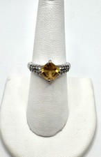Sterling Silver Citrine And Cubic Zirconia Ring Size 7