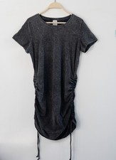 PINK Victoria's Secret Dress Women Large Black Gray Acid Wash Ruched Sides Tee