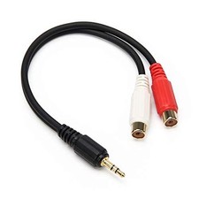 AHIER 3.5mm Gold 1/8 Stereo Mini Jack Male to 2 Female RCA Red/White/Black