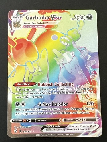 Garbodor VMAX (Secret) 216/203 SWSH07: Evolving Skies Holo Rainbow