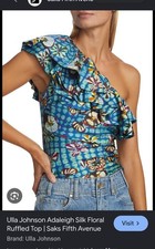 Ulla Johnson Adaleigh Silk Floral Ruffled Top, Size 8, Runs Small