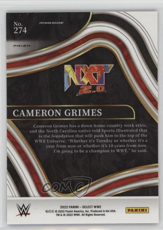 2022 Panini Select WWE Ringside Red & Blue Prizm Cameron Grimes #274 - Image 2 of 2