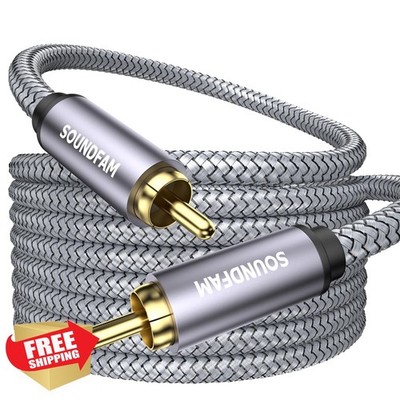 SOUNDFAM Subwoofer Cable 50ft/15M,RCA to RCA Audio Cable 24K Gold Plated Plug...