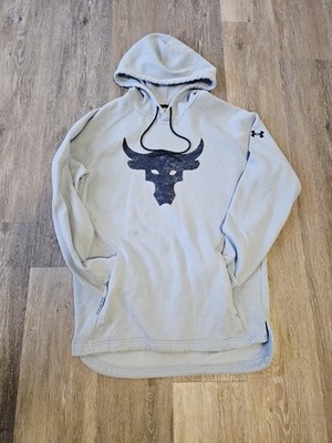 Under Armour Project Rock Bull Logo Hoodie Sweatshirt Mens MD Loose ColdGear