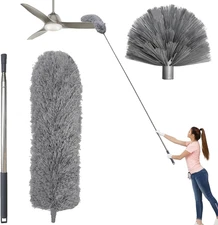 100" Ceiling Fan Duster with Extension Pole, Cobweb & Corner Brush Cleaning Kit