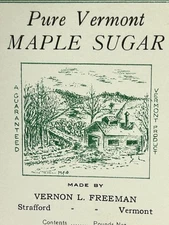 Vernon Freeman Maple Syrup Tin Label Strafford Vermont Sugar