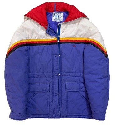 Vintage 80s Ocean Pacific (OP) Weather Wear Blue Nylon Ski Bomber Jacket Size M