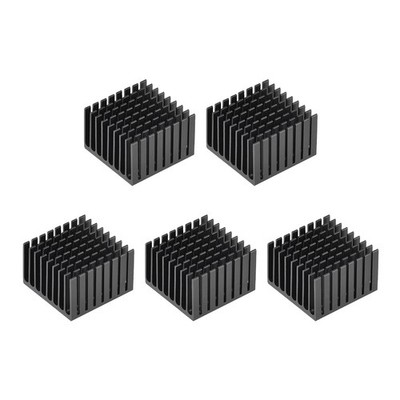 Heat Sink Cross Carved MOS GPU IC Chip Black 37 x 37 x 24mm 5pcs