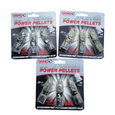 Gamo Power Pellets .25 cal pellets LOT OF 3 (162 pellets)