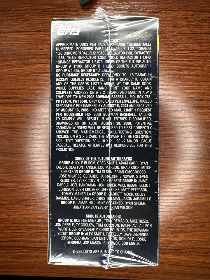 Bowman Baseball 2008 caja bláster sellada Jeter Votto Ichiro Griffey Cabrera Frank Foto 4 de 4