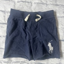 Polo Ralph Lauren Kids Boys Navy Blue French Terry Shorts Big Pony Size 5