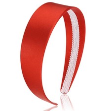 Red Satin Silk Headband Non Slip 1.57 Inch Wide Plain Hair Band Halloween