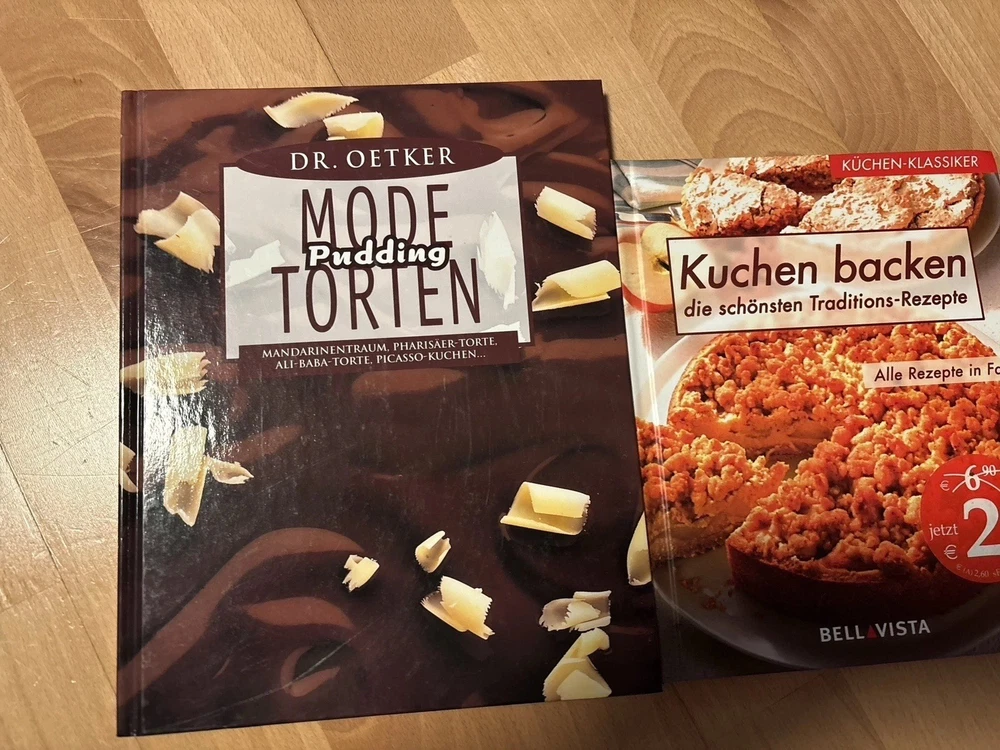 2 Backbücher, Kuchen backen und Mode-Pudding-Torten Dr. Oetker