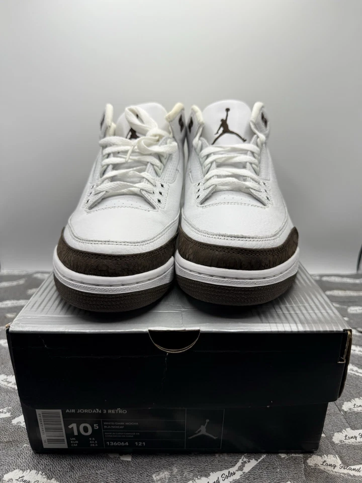 Nike Air Jordan III 3 2001 retro OG blanco moca marrón cemento 136064-121 10,5 Foto 2 de 4