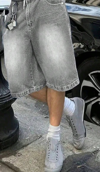 Men's Loose Fit Wide Leg Casual Denim Jorts