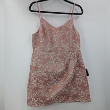 LULU'S Dress Womens Medium Med M Pink Start This Party Spaghetti Strap Jacquard
