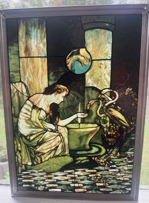 Louis C Tiffany Glassmaster 1990 Stained Glass Suncatcher Feeding The Flamingos