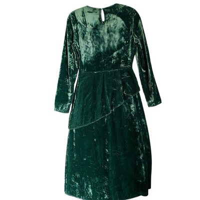 maje green velvet dress Maje Midi Velvet Dress Size Small Moss Green Long Sleeve Retro Feminine  Party