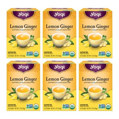 Yogi Tea Lemon Ginger Tea - 16 Tea Bags per Pack (6 Packs) - Organic Ginger R...