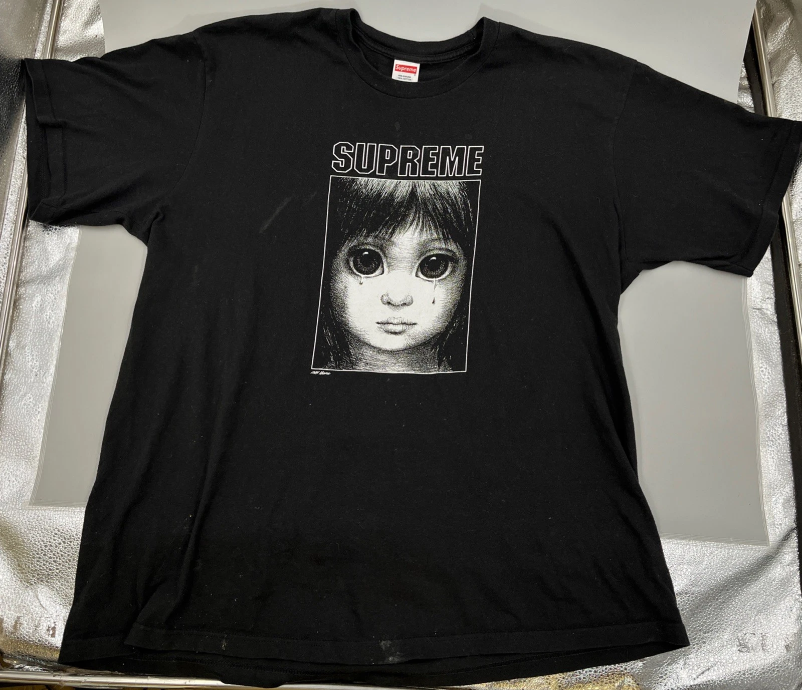 Tee shirt Supreme XL coton noir 24SS Margaret Keane larme occasion