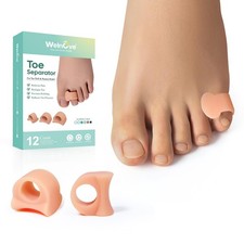 12 Pack Small Beige Toe Separators, Overlapping Toes, Bunion Corrector