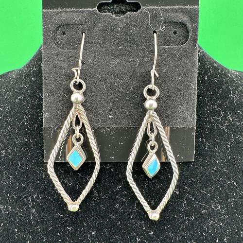 Turquoise Gemstone Earrings Sterling Silver Natural Gemstone