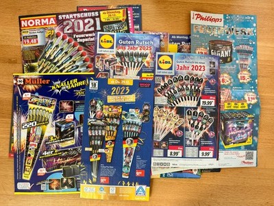 Konvolut 32x Silvester Prospekte 2021-2025 Lidl, Aldi, Thomas Philips etc.